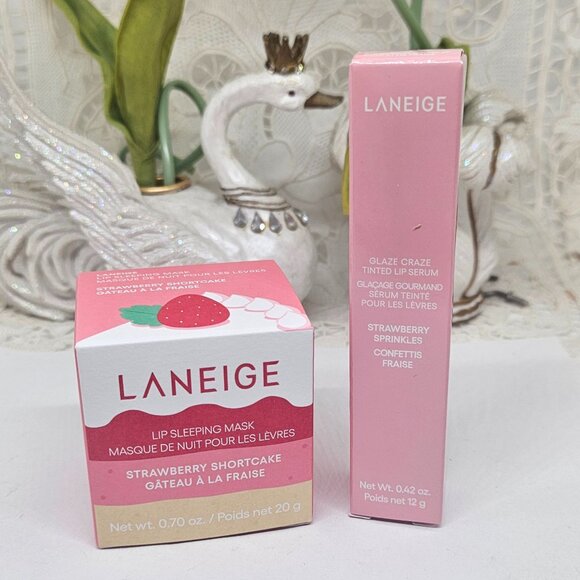 LANEIGE Lip Sleeping Mask & Glaze Craze Strawberry Shortcake and Sprinkle NIB - Picture 2 of 10